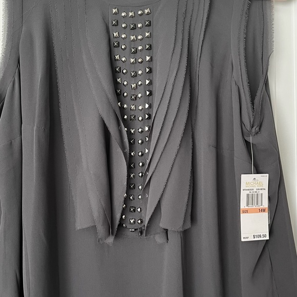 Michael Kors, Classy Grey Semi Sheer Top with Studds - Picture 6 of 7